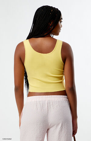Yellow Lace Trim Tank Top image number 3