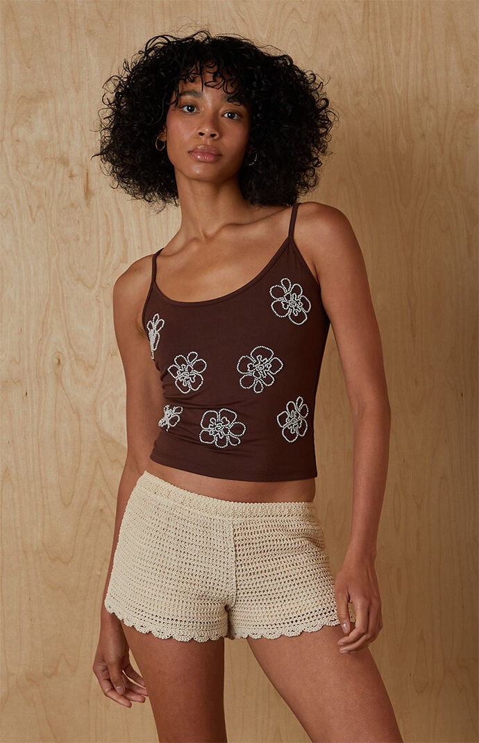Your Favorite Mia Floral Beaded Cami Top | PacSun