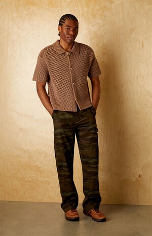 Brown Spence Open Knit Camp Shirt Brown Spence Open Knit Camp Shirt image number 5
