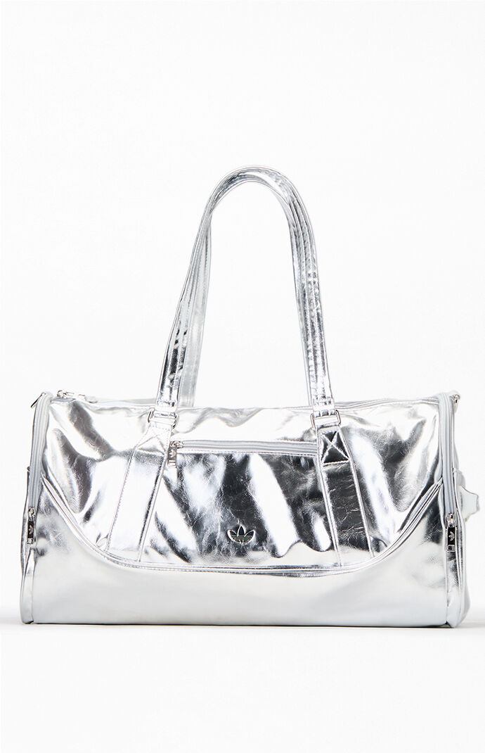 adidas Silver Faux Leather Airliner Duffel Bag | Pacsun
