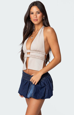 Luma Split Front Backless Halter Top image number 3