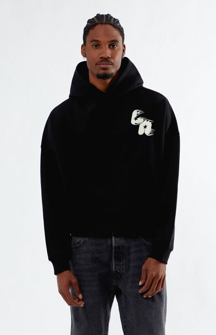 Pacsun Men s Fiery La Cropped Hoodie in Black Size Large