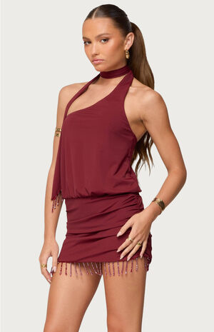 Danit One Shoulder Fringe Mini Dress image number 2