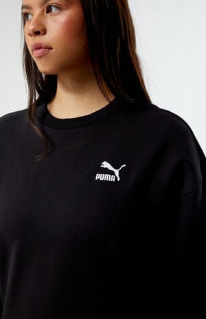 Black Relaxed Crew Neck Sweatshirt image number 2