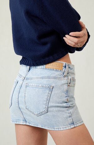 Bella Stretch Light Indigo Mid Rise Denim Mini Skirt image number 4