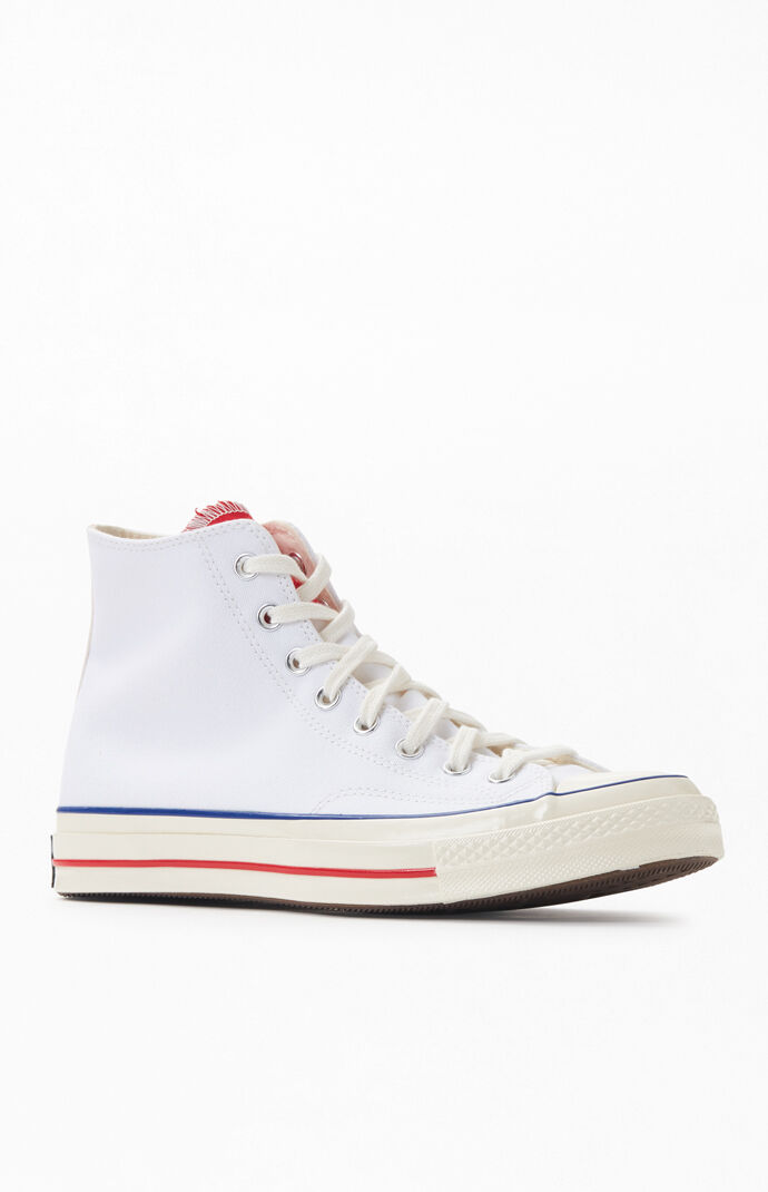 White & Red Chuck 70 Twisted Tongue High Top Shoes