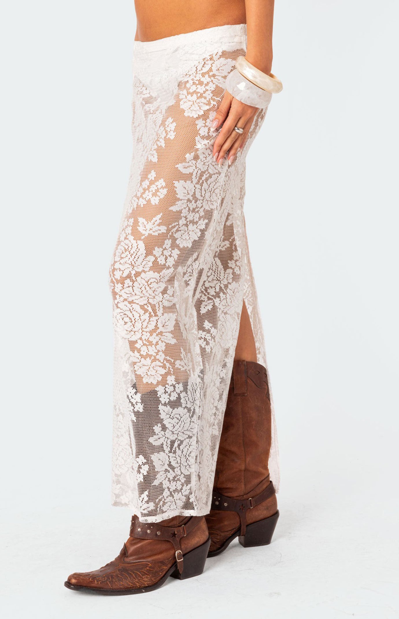 Edikted Bess Sheer Lace Maxi Skirt