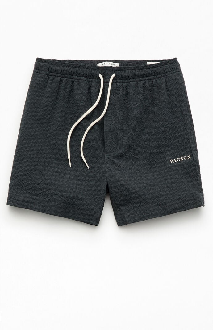Pacsun Black Sail Seersucker 4.5" Swim Trunks