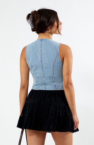 Cropped Denim Vest image number 3
