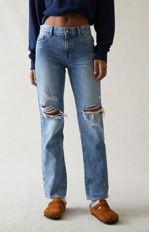 Eco Light Blue Ripped Boyfriend Jeans image number 1