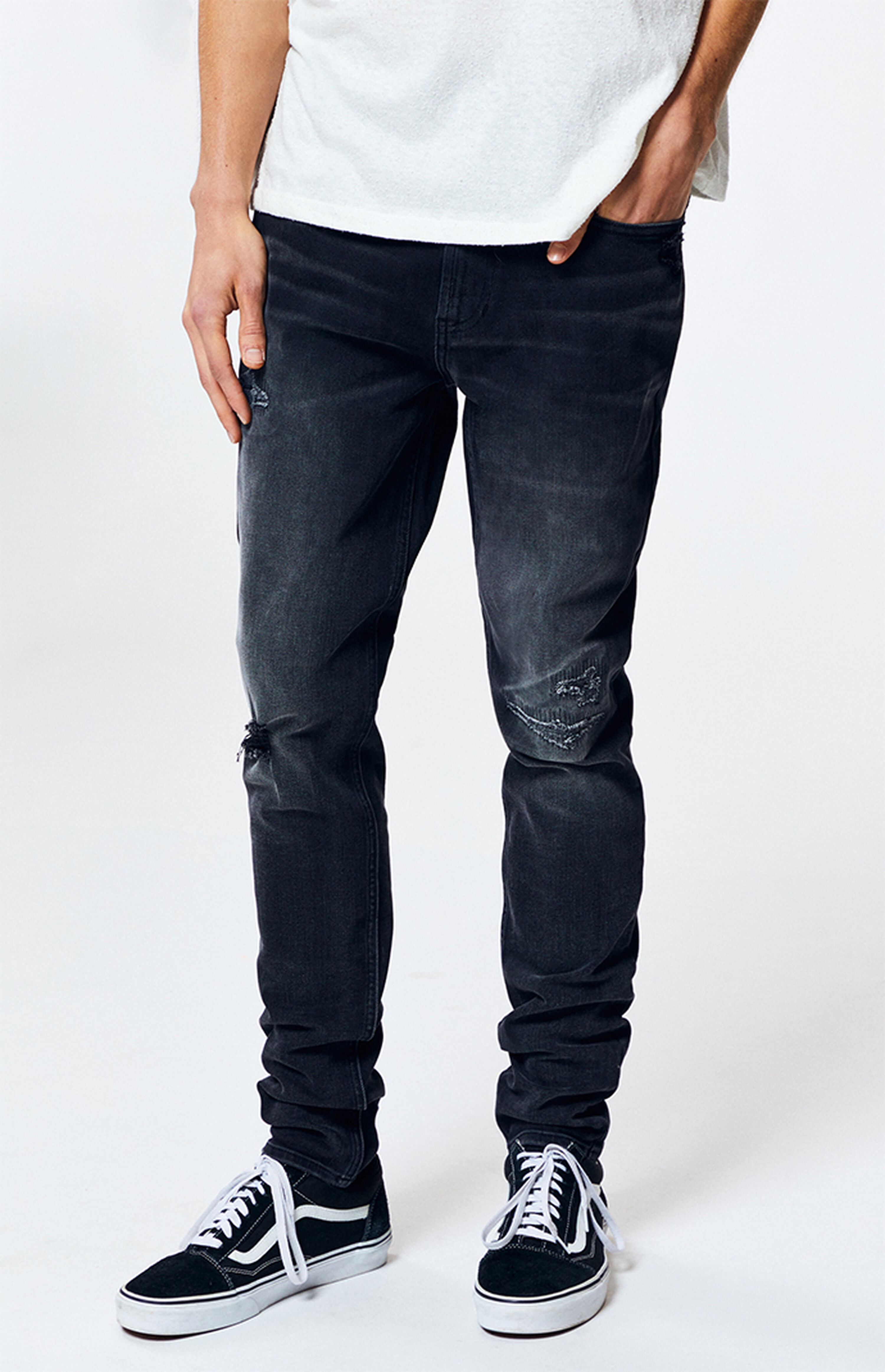 Black Ripped Stacked Skinny Jeans PacSun PacSun