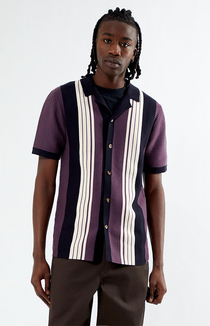 Purple striped best sale button down shirt