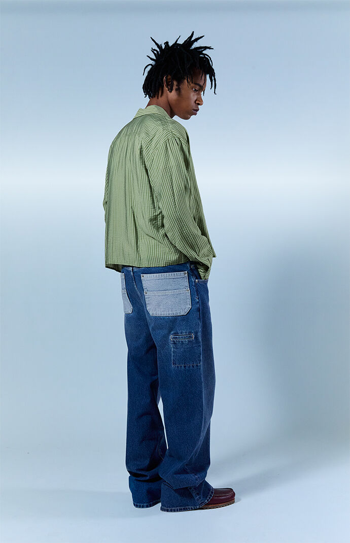 Pacsun Blake Extreme Baggy Jeans Two Tone Medium Blue