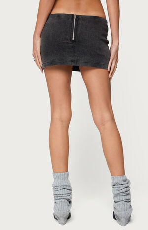 Lace Up Stretchy Denim Mini Skort image number 3