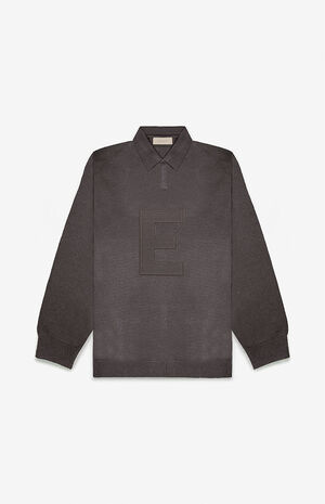 Off Black Knit Polo Sweater image number 1