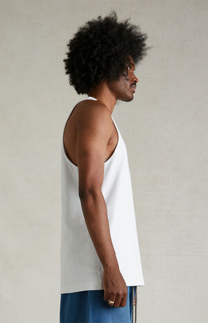 White Ribbed Tank Top image number 3