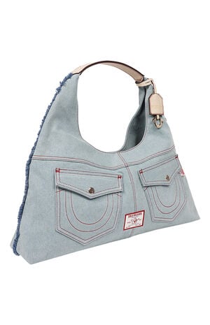 Arden Contrast Stitch Denim Hobo Bag image number 2
