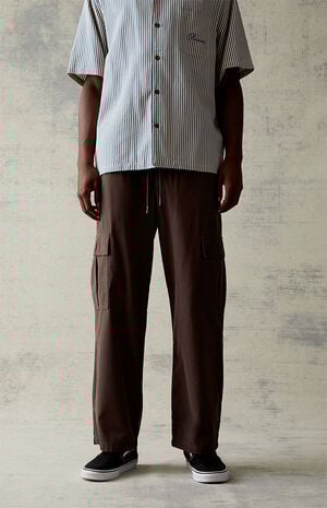 Canvas Brown Straight Leg Cargo Pants image number 1