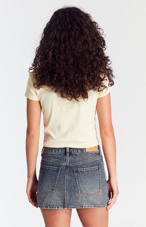 Bella Dark Indigo Mid Rise Denim Mini Skirt Bella Dark Indigo Mid Rise Denim Mini Skirt image number 4