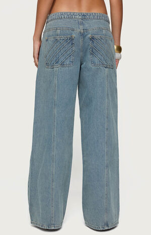 Stitch & Pleat Low Rise Jeans image number 3