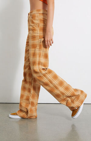 Eco Plaid Corduroy Ultra High Waisted Flare Pants image number 3