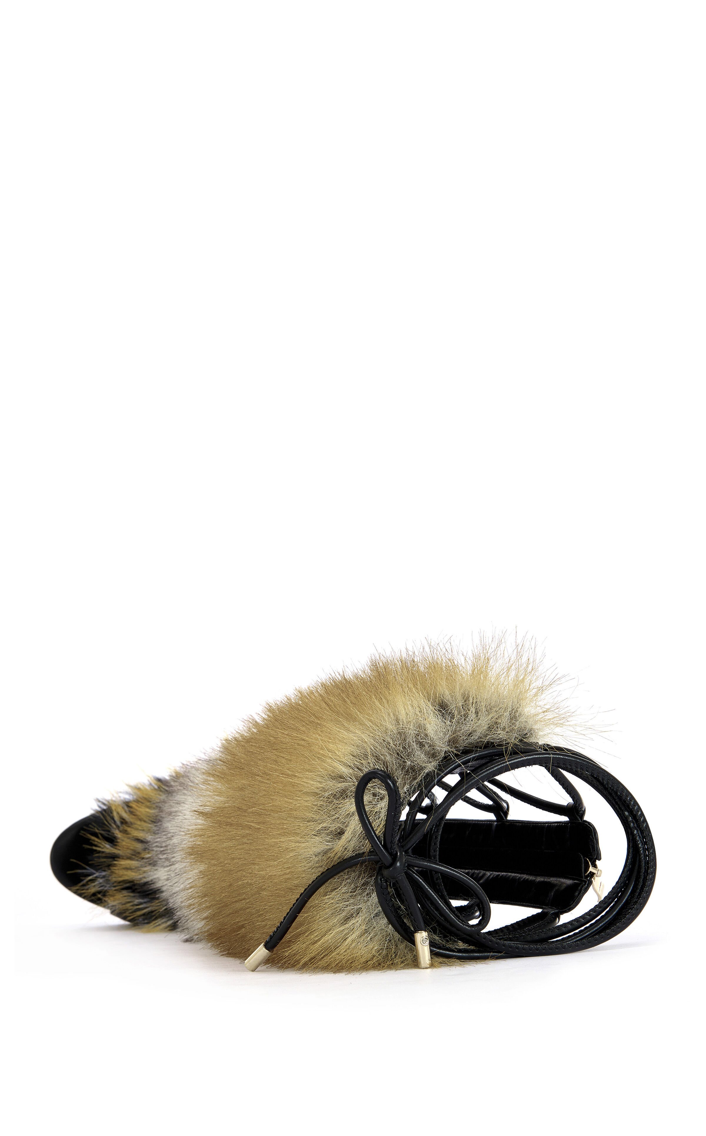 AZALEA WANG Women's Stamos Brown Faux Fur Gladiator Sandals