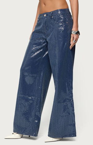 Mirella Sequin Low Rise Baggy Jeans image number 2