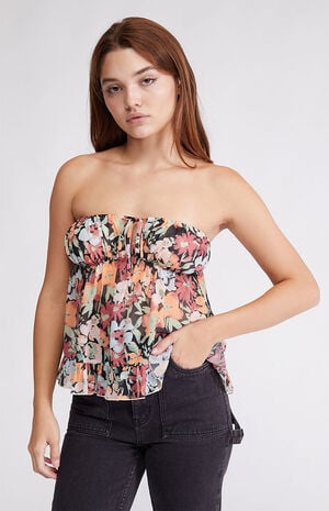 Strapless Chiffon Babydoll Top image number 1
