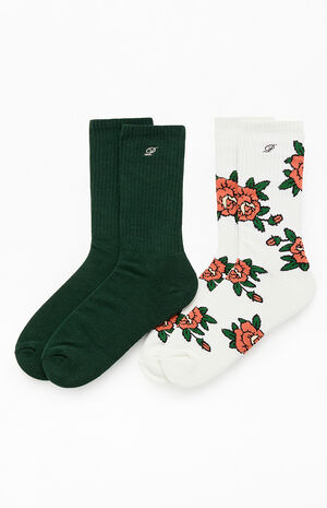 2 Pack Mixed Floral Crew Socks image number 1