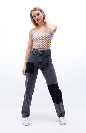 Eco Grey Patchwork Boyfriend Jeans image number 4