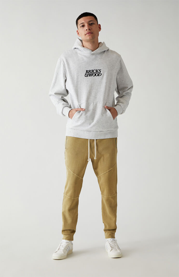 Khaki Paneled Fleece Jogger Pants