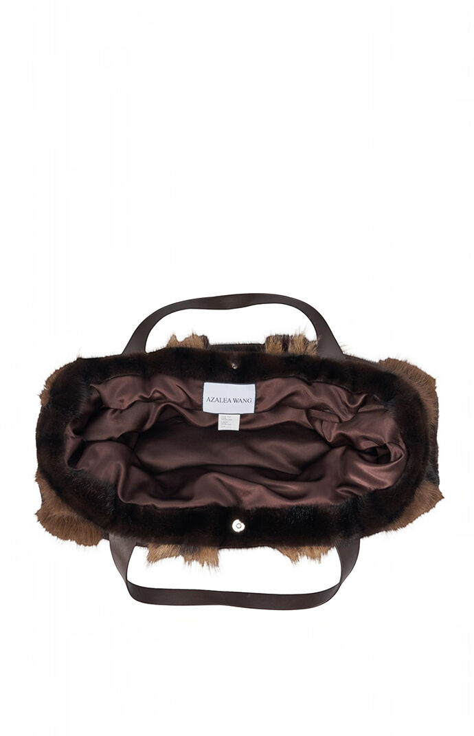 AZALEA WANG Chocolate Confidante Faux Fur Handbag