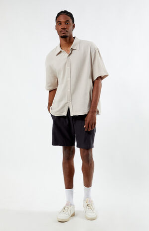 Gray Cropped Boxy Gauze Camp Shirt image number 4