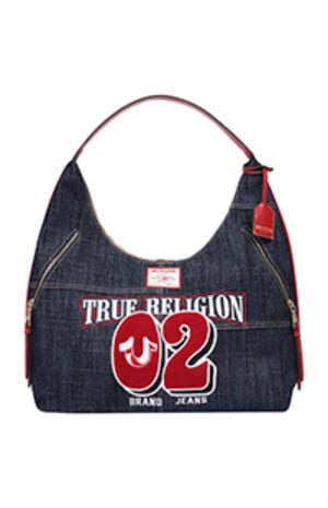Varsity Logo Dark Denim Hobo Bag image number 8