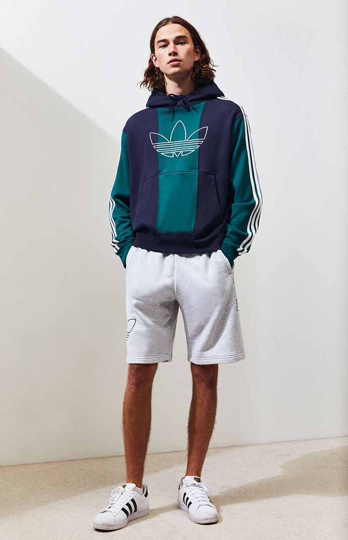 adidas Blue Green Off Court Trefoil Pullover Hoodie PacSun