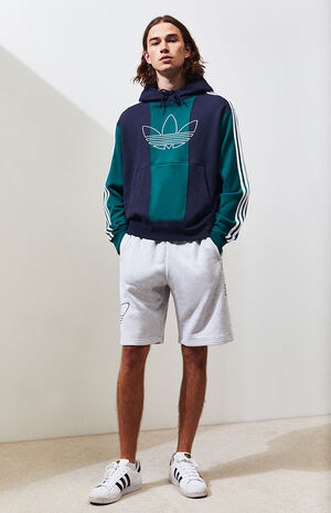 Blue & Green Off Court Trefoil Pullover Hoodie image number 3