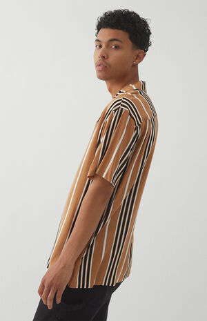 Tan Striped Resort Camp Shirt Tan Striped Resort Camp Shirt image number null