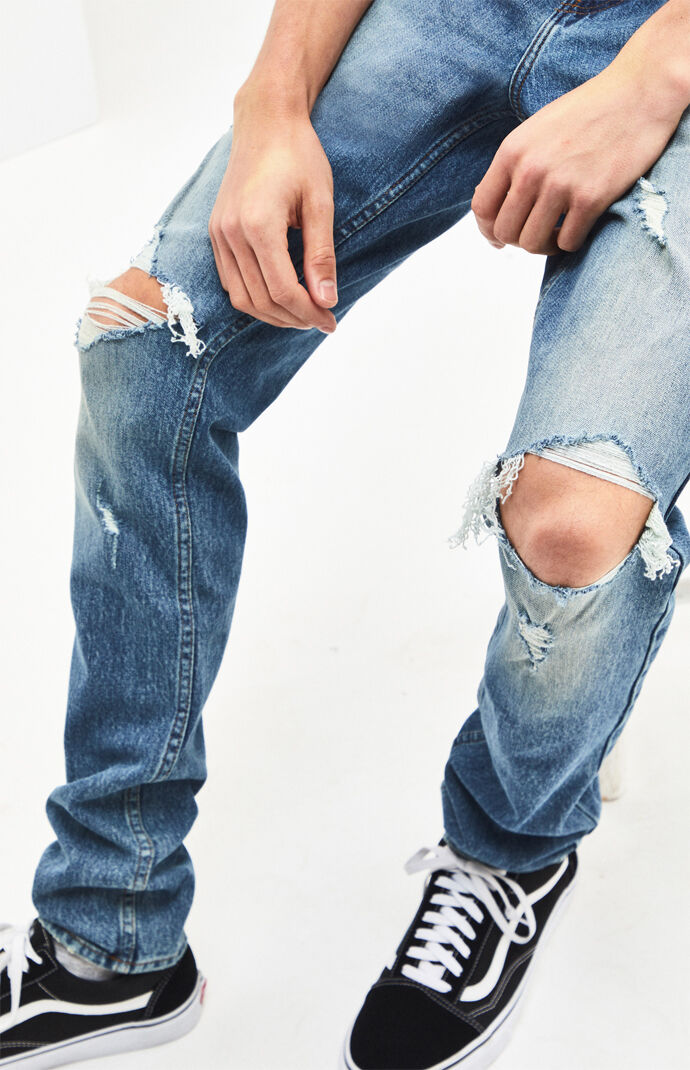 Pacsun Light Ripped Stacked Skinny Jeans Pacsun Guys that wear, say a size 34 waist, is on the border line of being too big i'm personally less attracted to men in skinny jeans, but that's just me. pacsun