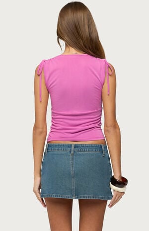 Cady Drawstring V Neck Tank Top image number 3