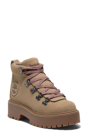 Women's Beige Nubuck Stone Street Mid Lace-Up Boots image number 10