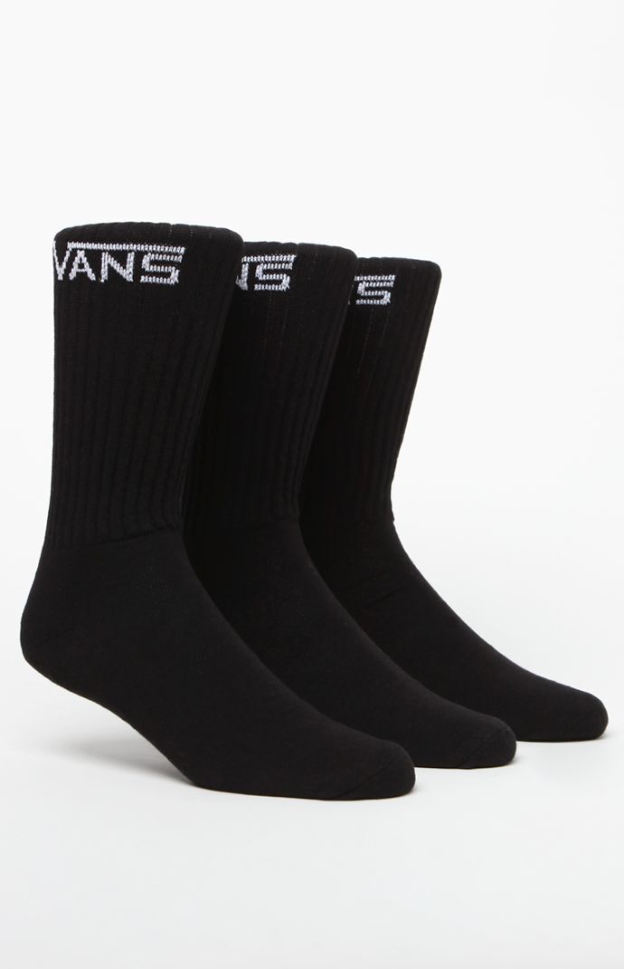 Vans Classic Black Crew Socks 3 Pair Pack at