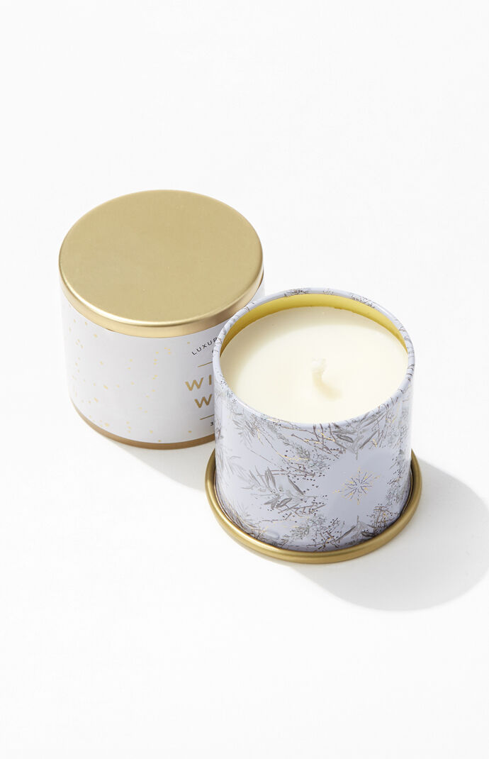 Small Winter White Candle Tin