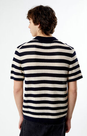 Stripe Open Knit Button Down Shirt image number 4