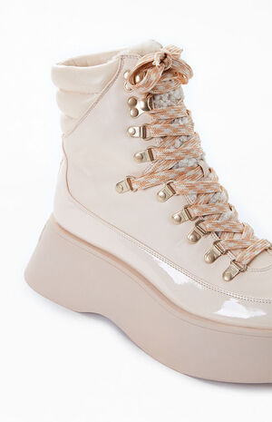Women's White Gail Lace-Up Boots image number 6
