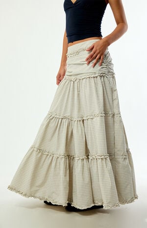 Dew Grid Print Maxi Skirt image number 3