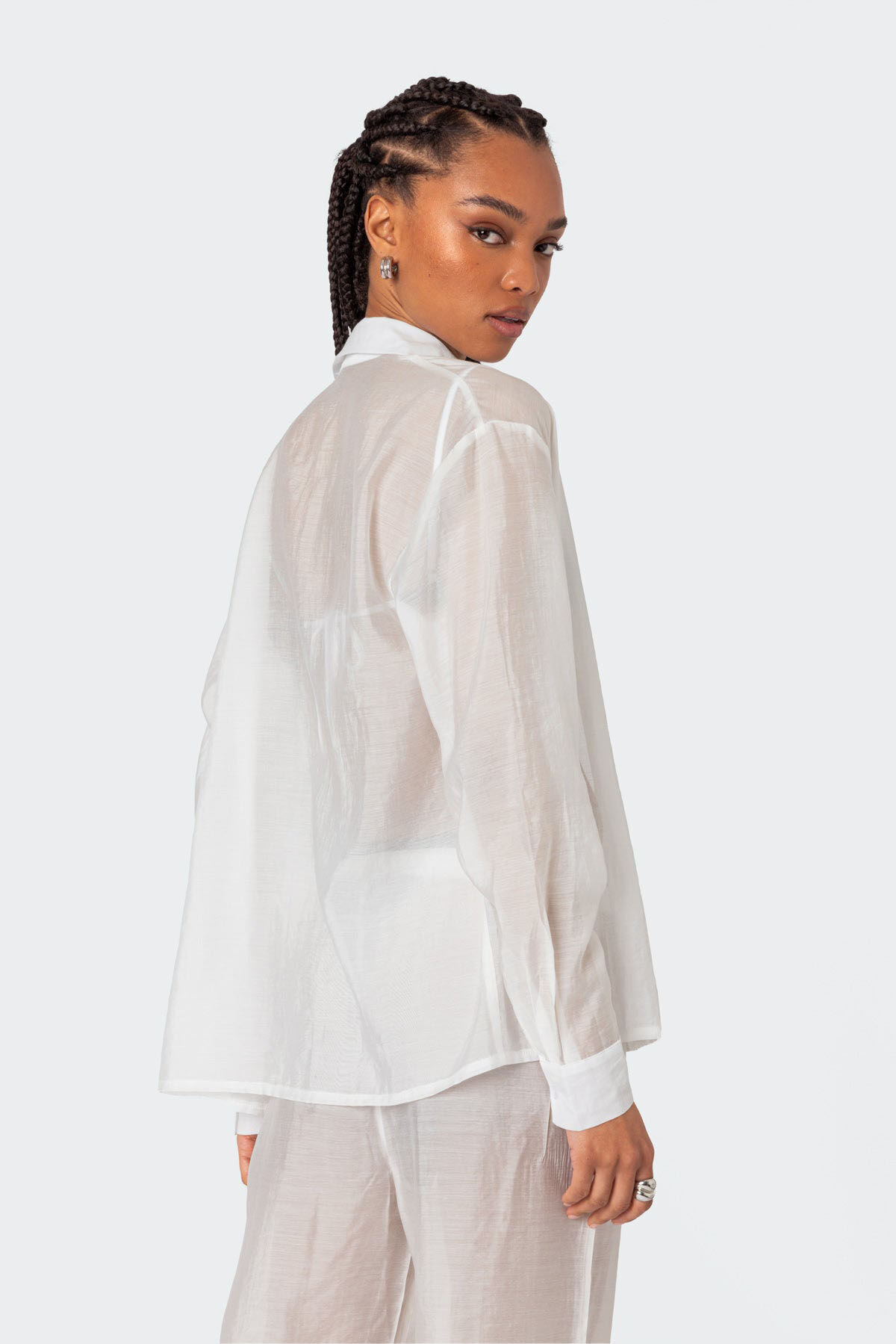 Edikted Breezy Oversized Sheer Button Shirt | PacSun