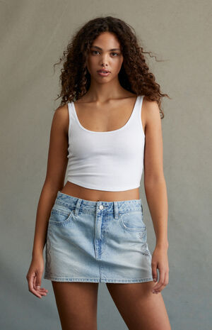 Studded Mid Rise Denim Mini Skirt image number 4