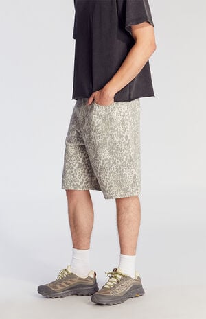 Light Leopard Baggy Denim Shorts image number 4