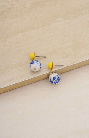 Indigo Floral Drop Earrings image number 2