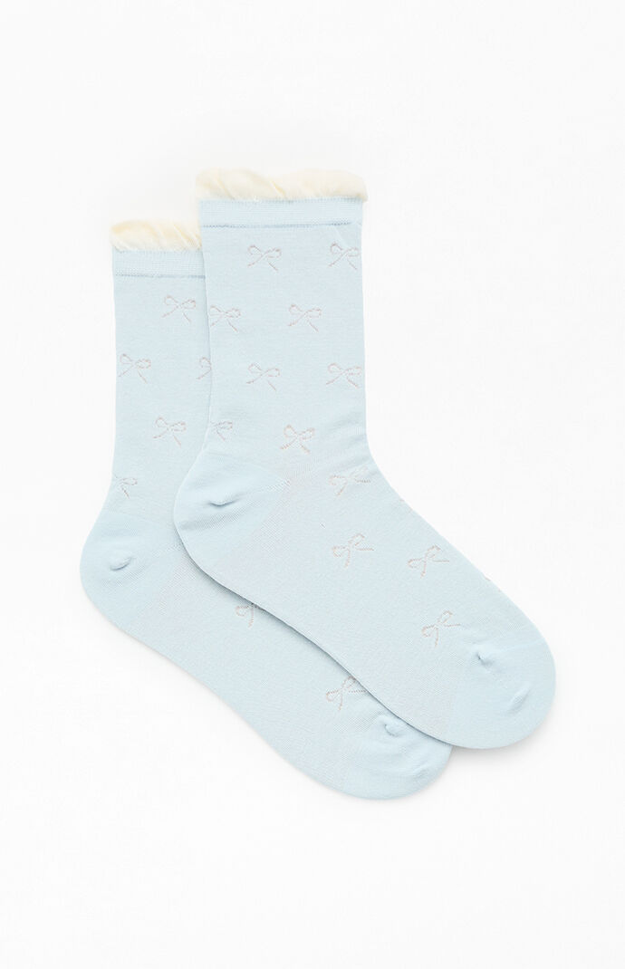 Pacsun Blue Bow Ruffle Crew Socks